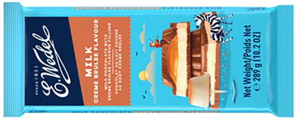 Milk chocolate with Crème Brûlée filling 289g