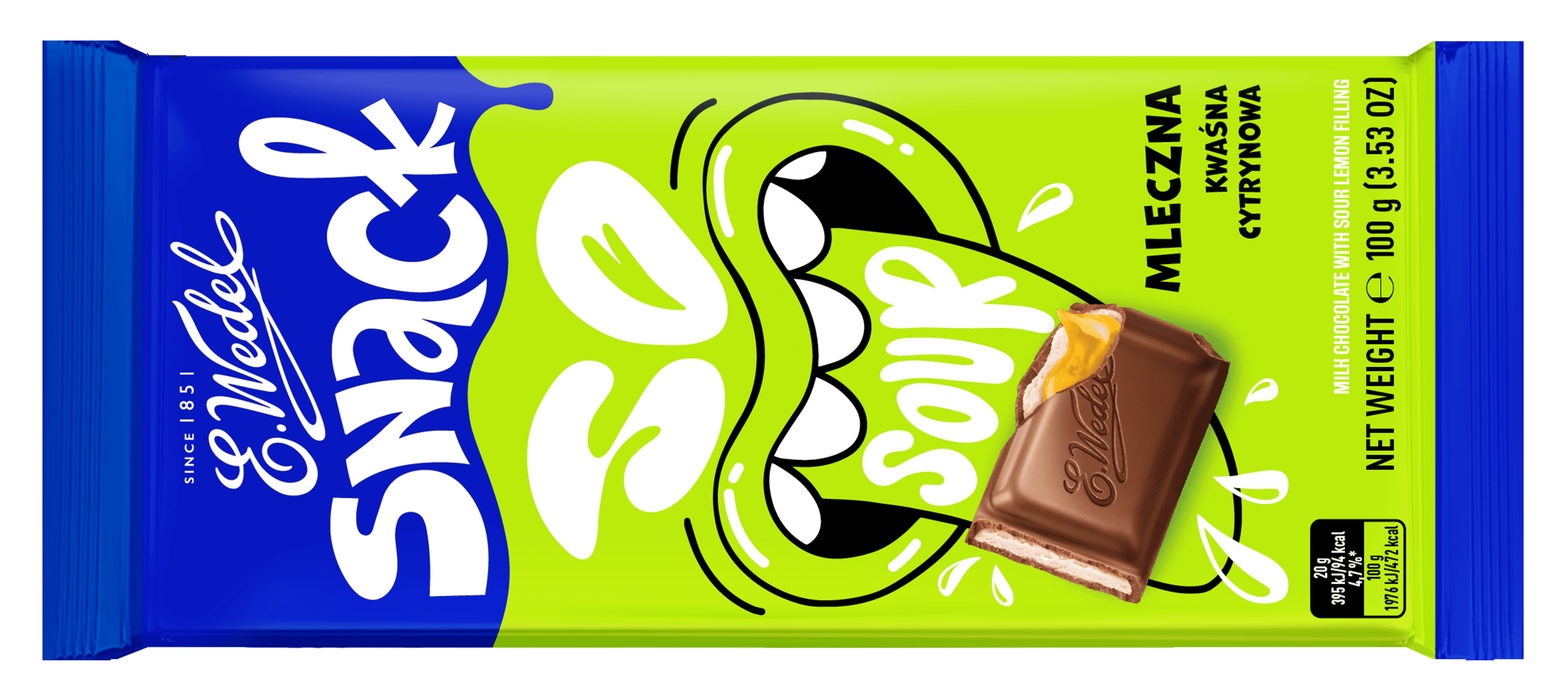 Snack So Sour Milk chocolate with sour lemon filling 100g
